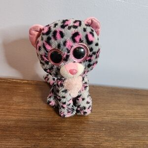 Ty Beanie Boos Tasha Leopard Pink/grey Glitter Eyes Stuffed Animal 2016 5.5in